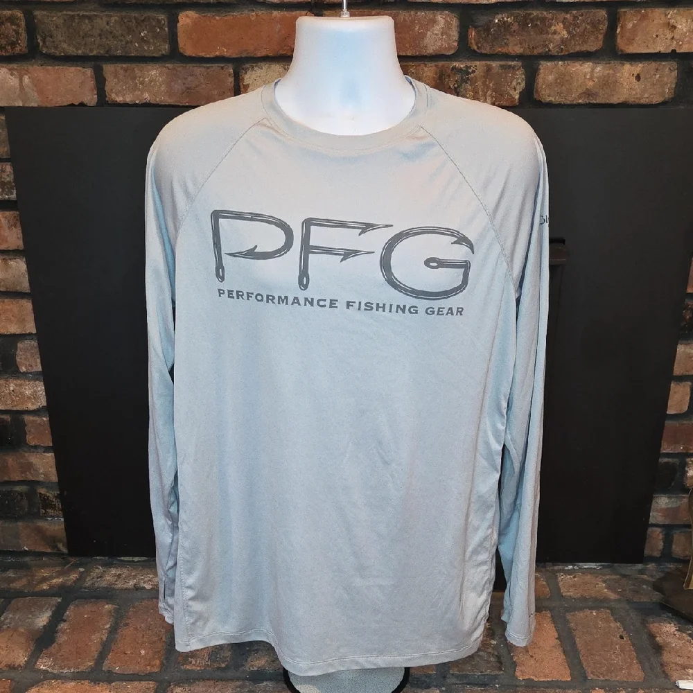 Columbia Men's Gray Long Sleeve Performance Shirt, PFG, Large. - Picture 1 of 6
